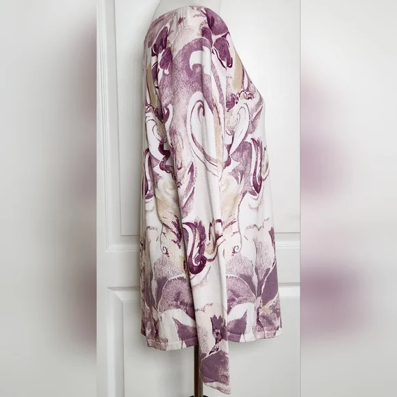 Chicos Purple Swirl Sweater Womens Medium Art To Wear Casual Rayon Blend - Picture 3 of 8